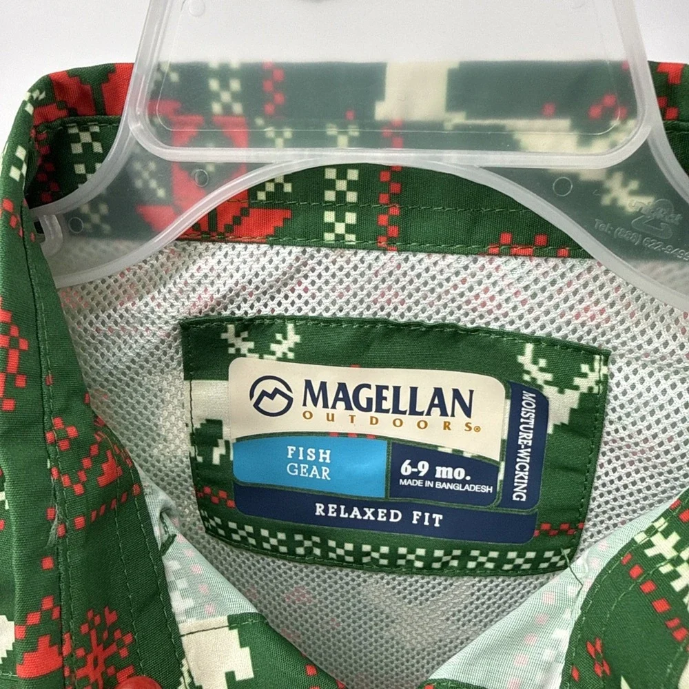 NWT Magellan Outdoors 6-9 Months Short Sleeve Holiday Fishing One Piece W/Snaps‎